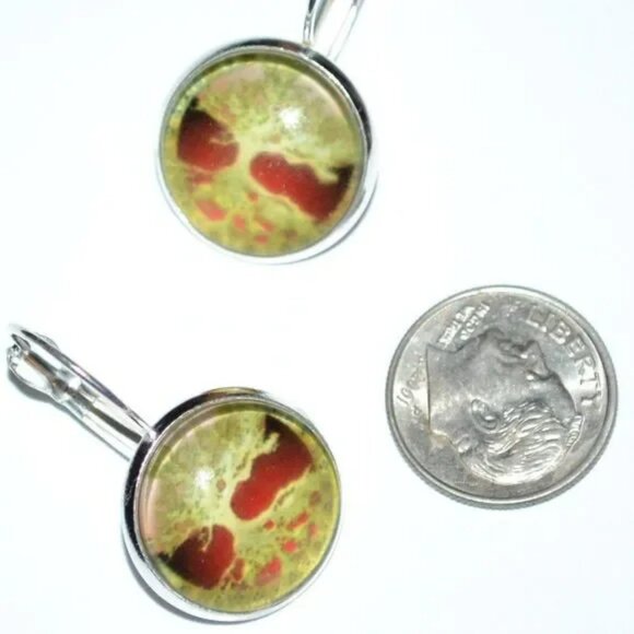 NEW Tree Of Life Ombre Fire Red Gold Festival Boho Hippie Drop Pierced Earrings - Picture 3 of 4